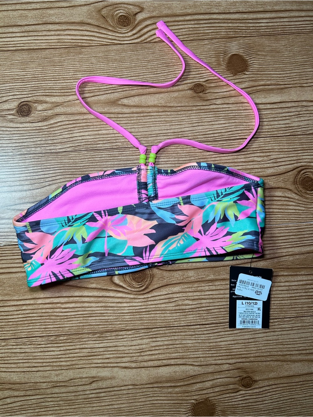 Art Class Girls L 10/12 Tropical Floral 1 Piece Bikini Swimsuit Set UPF 50+ NWT
